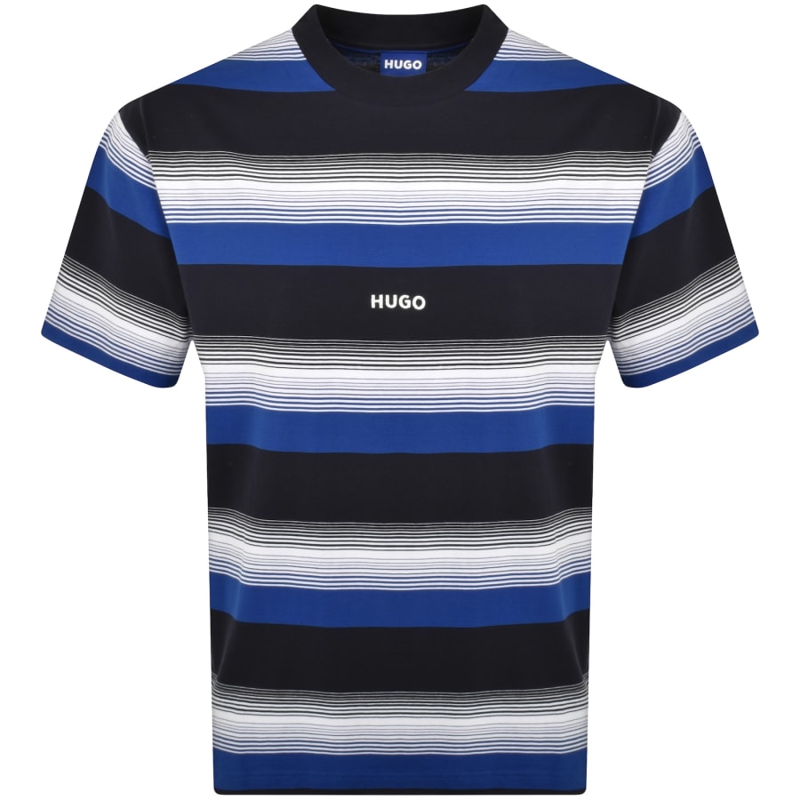HUGO Blue Nistripo Striped T Shirt Navy